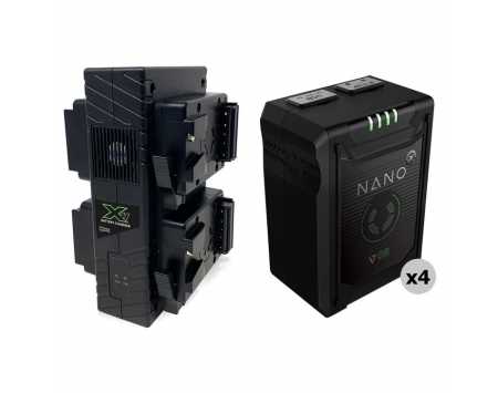 Core SWX NANO Micro 98Wh Li-Ion 4-Battery Kit w/ Quad Charger (V-Mount)