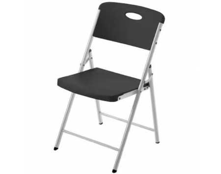 Folding Chair w/ Metal Frame & Resin Seat (Black)