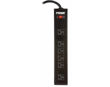 Prime 6-Outlet Metal Power Strip w/ 10’ Cable