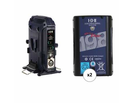 IDX DUO-C198 V-Mount 2-Battery Kit w/ Dual Charger (143Wh, 2 D-Taps)