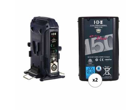 IDX DUO-C150 V-Mount 2-Battery Kit w/ Dual Charger (143Wh, 2 D-Taps)