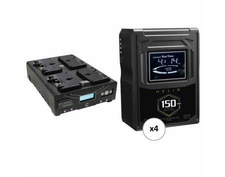 Core SWX Helix 150 Mini 147Wh Dual-Voltage Battery 4-Battery Kit with Quad Charger (Gold Mount)