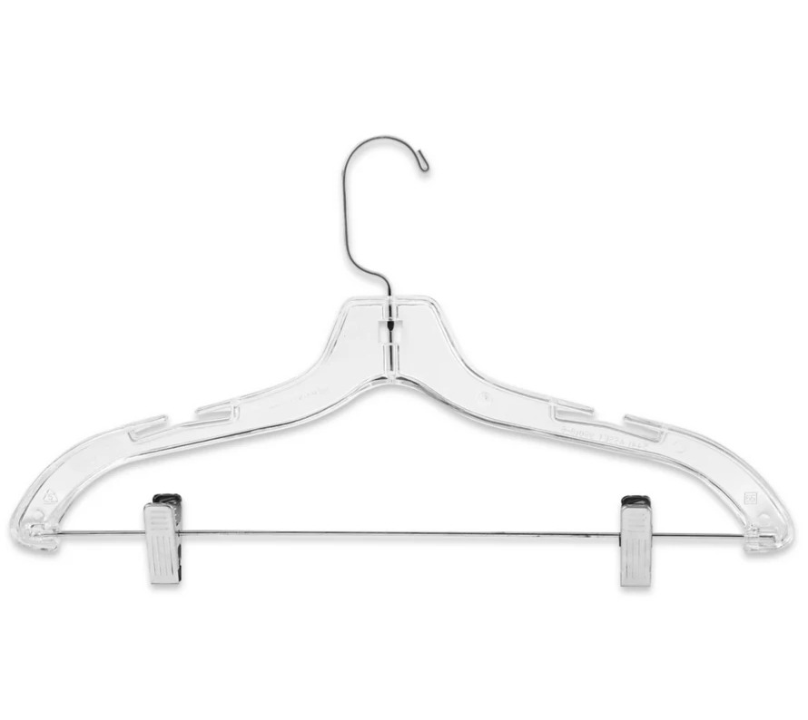 Wardrobe Combo Hanger w/ Clips (Plastic, Clear)