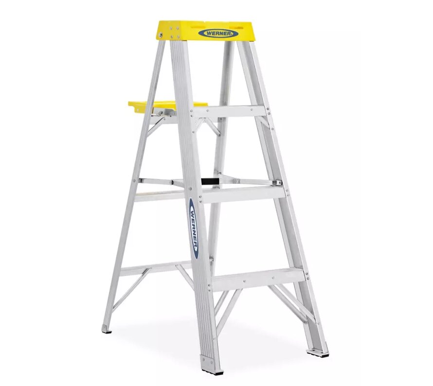 Werner 4' Aluminum Step Ladder (8' Reach, 250 lb Capacity)