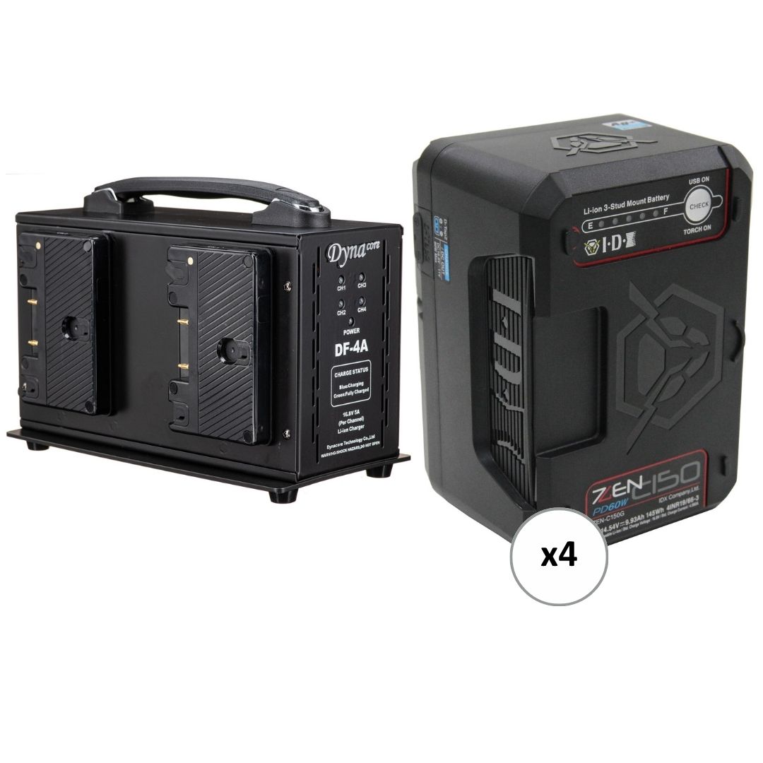 IDX ZENITH ZEN-C150G 4-Battery Kit w/ Quad Charger (Gold Mount)